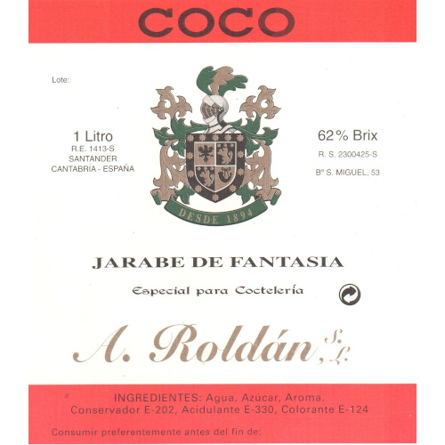 Etiqueta Jarabe de Coco